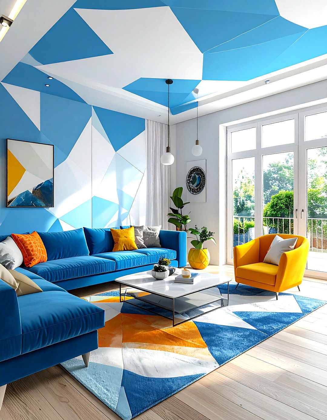 Painted pattern ceiling - 30 living room textured ceiling ideas