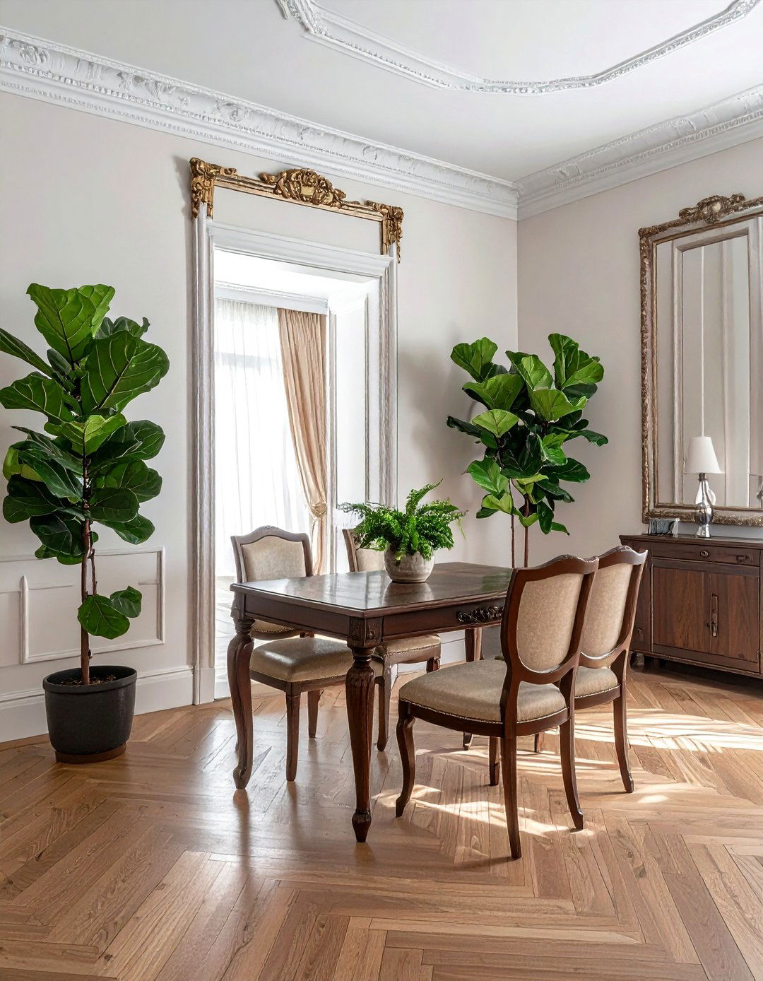 Pair of fiddle leaf figs - 30 dining room fiddle leaf fig ideas