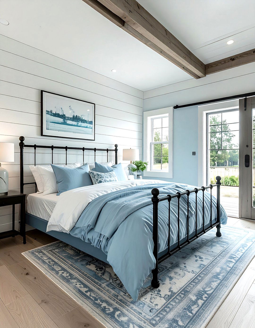 Pale Blue Farmhouse Bedroom - 30 blue bedroom design ideas