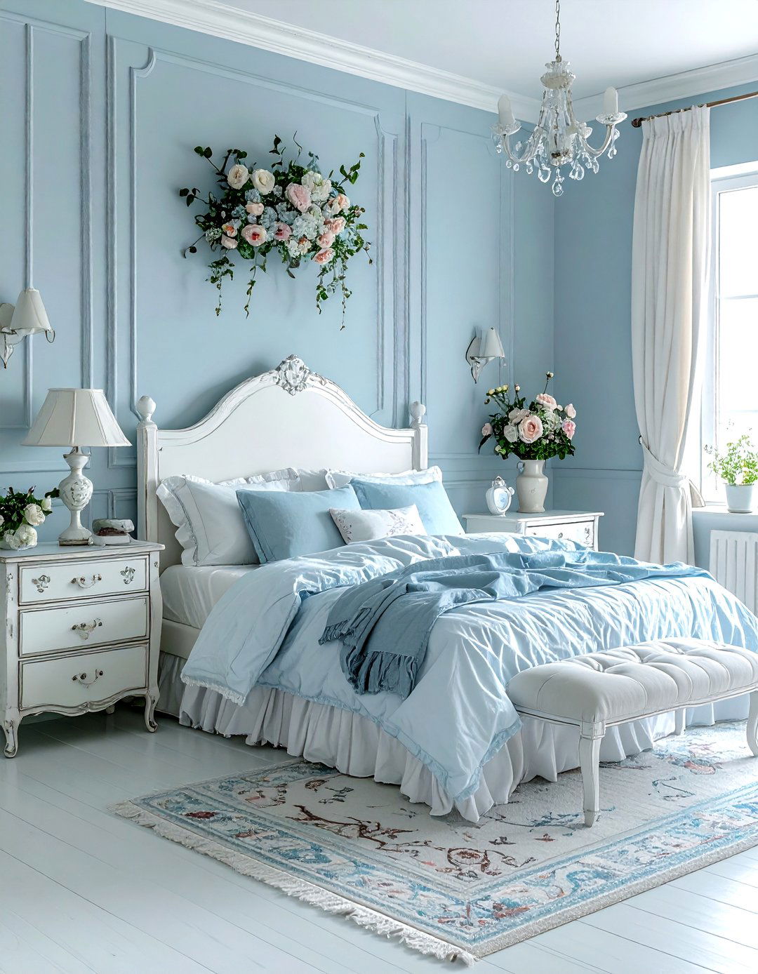 Pale Blue Shabby Chic Bedroom - 30 cool blue bedroom ideas