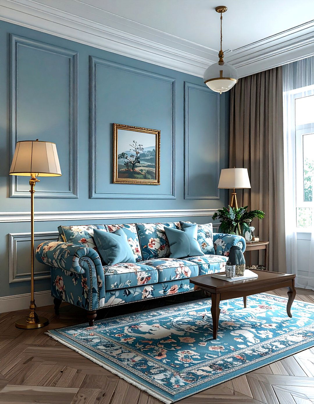 Pale Blue Wood Paneling - 30 traditional blue living room ideas