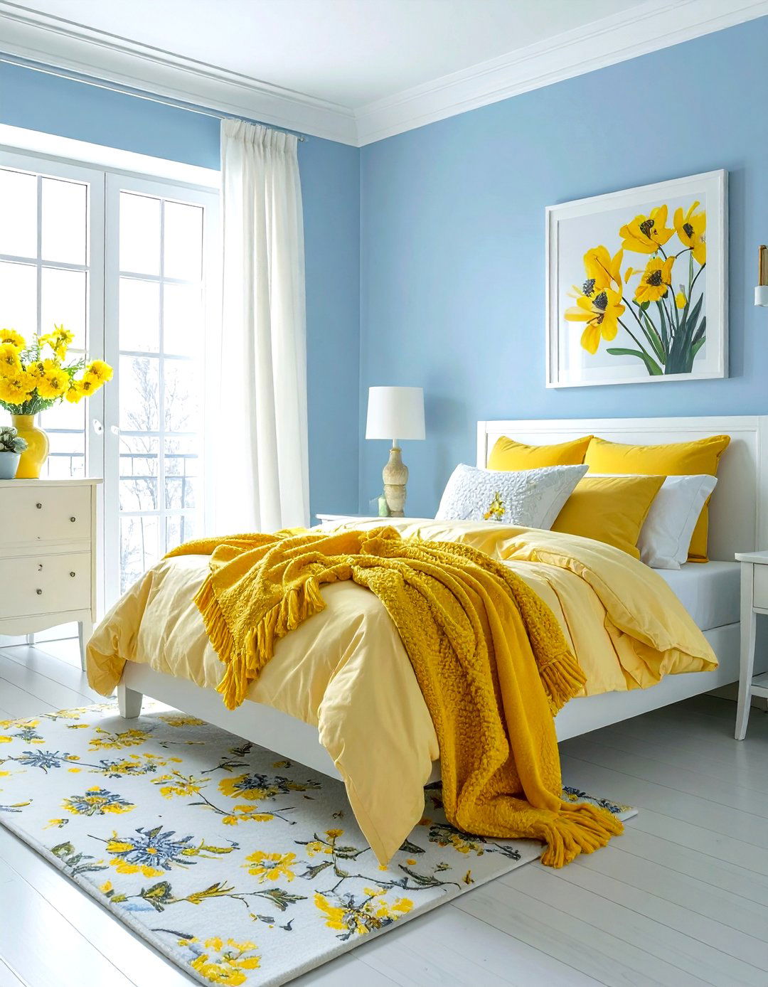 Pale Blue Yellow Guest Room - 30 cool color scheme ideas