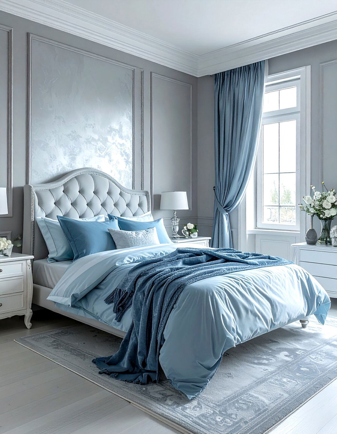 Pale Blue and Silver Gray - 30 blue and gray bedroom ideas