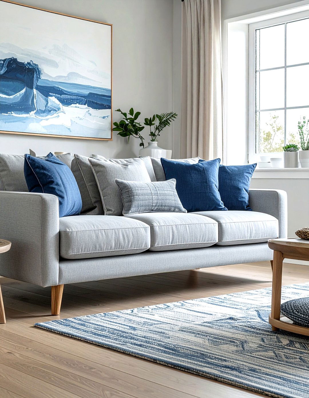 Pale Gray Fabric Sofa - 30 living room beach furniture ideas