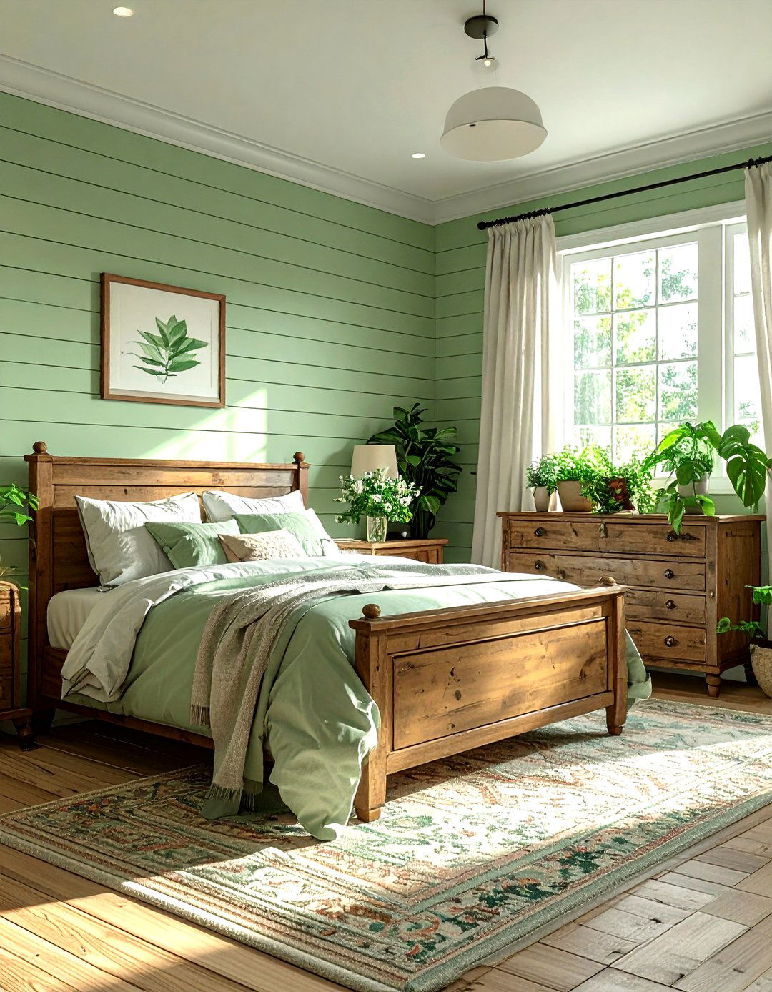 Pale Green Shiplap Bedroom - 30 farmhouse green bedroom ideas