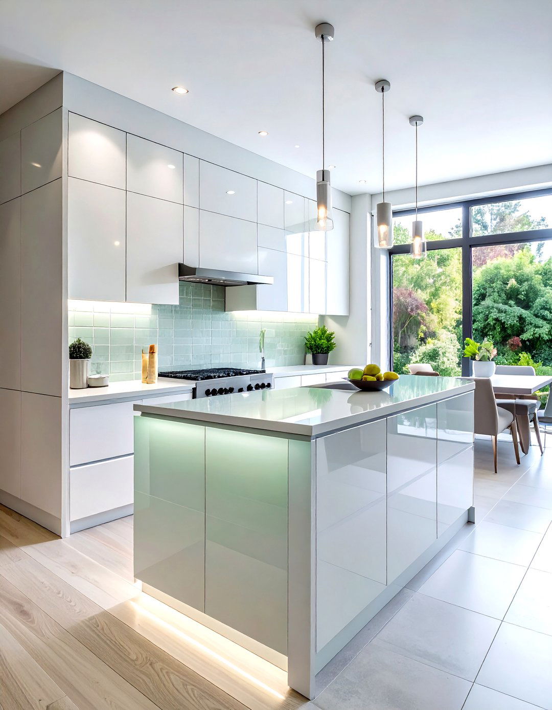 Pale Grey Glass Tile - 30 stacked tile kitchen backsplash ideas