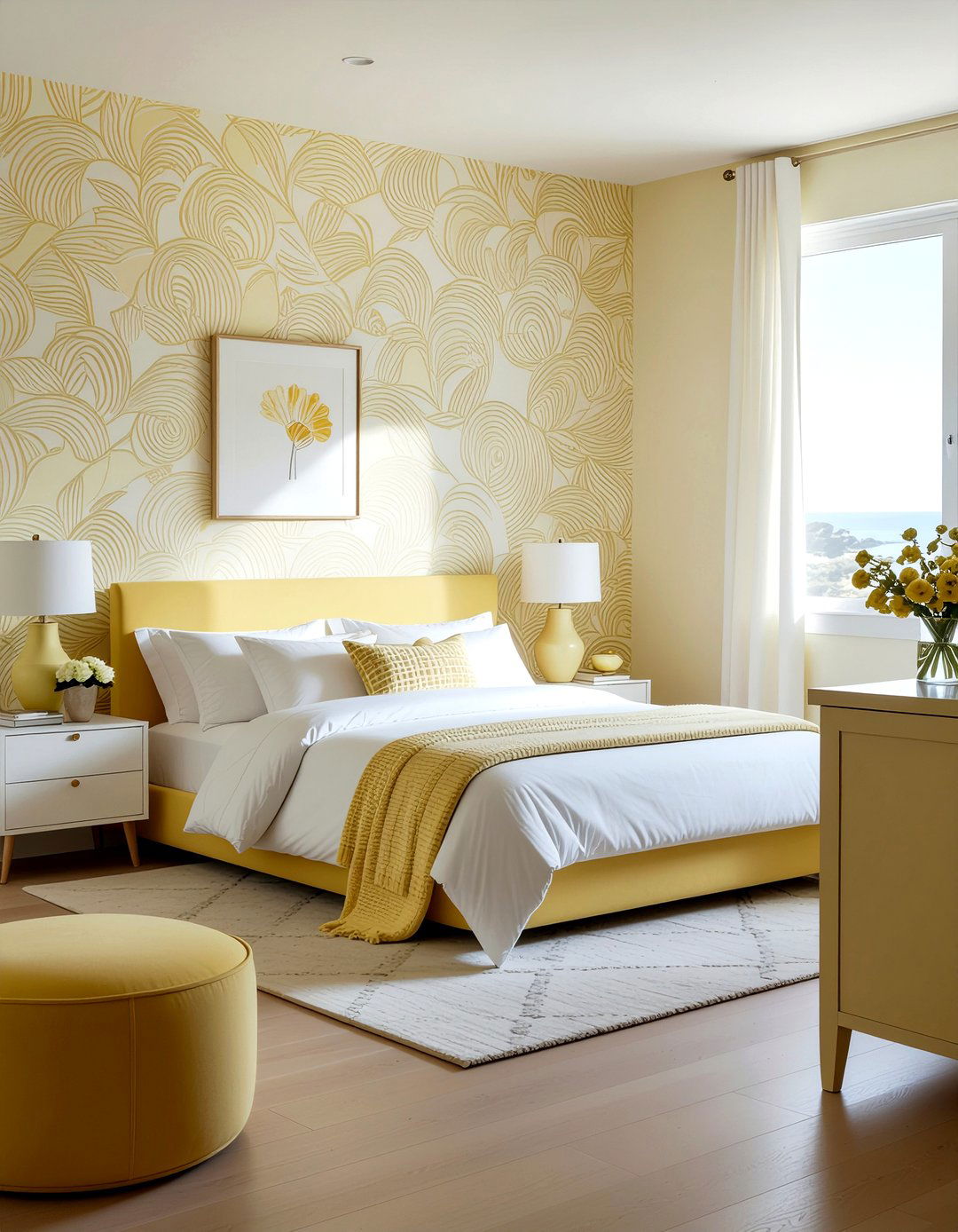 Pale Yellow Abstract Wallpaper - 30 bedroom minimalist wallpapers