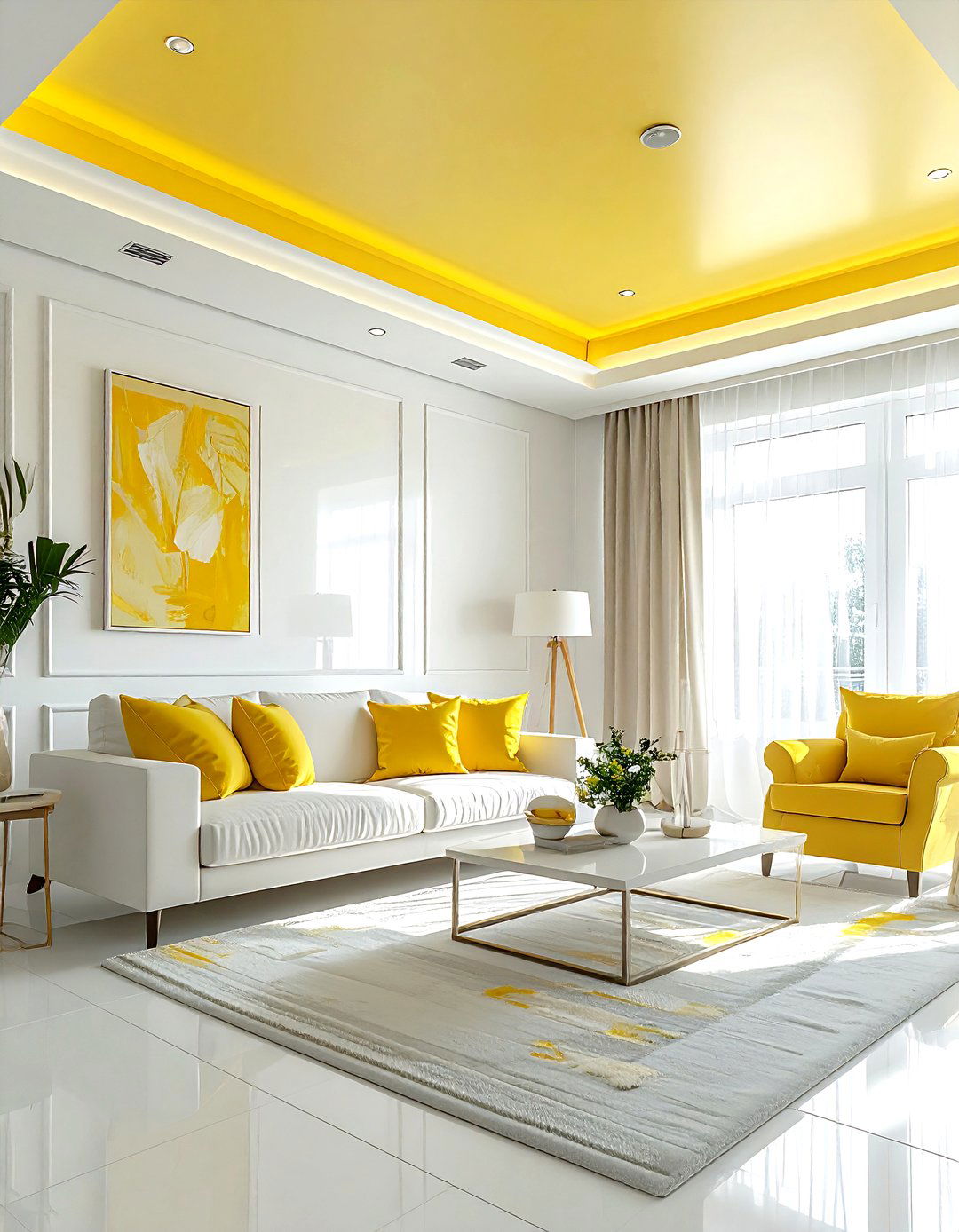 Pale Yellow Ceiling - 30 living room ceiling color ideas