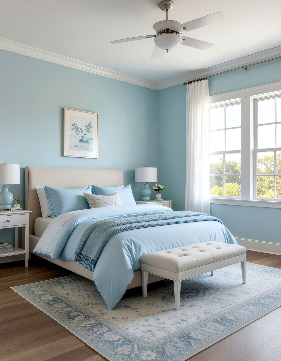 Pale blue bedroom - 30 bedroom blue walls