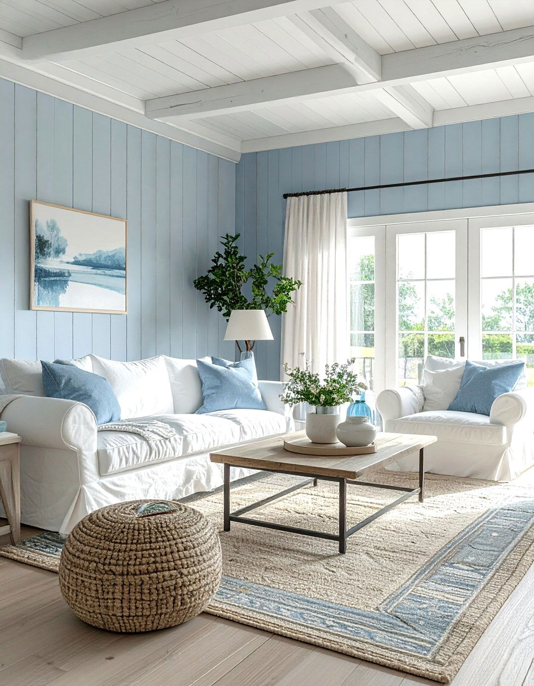Pale blue farmhouse living room - 30 farmhouse blue living room ideas