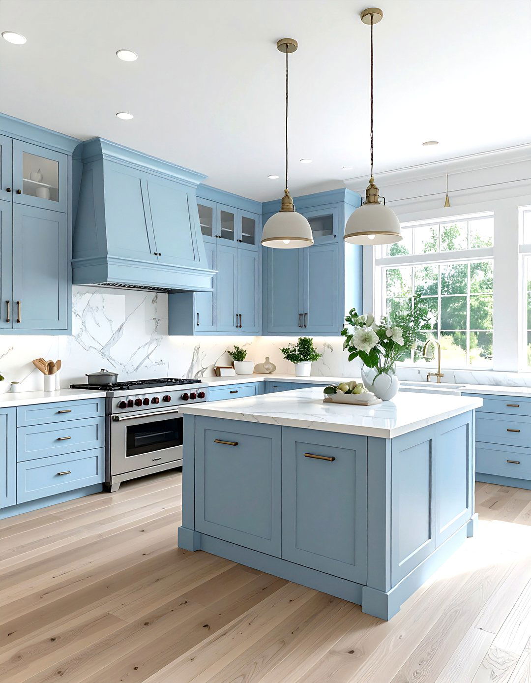 Pale blue kitchen cabinetry - 30 kitchen color ideas