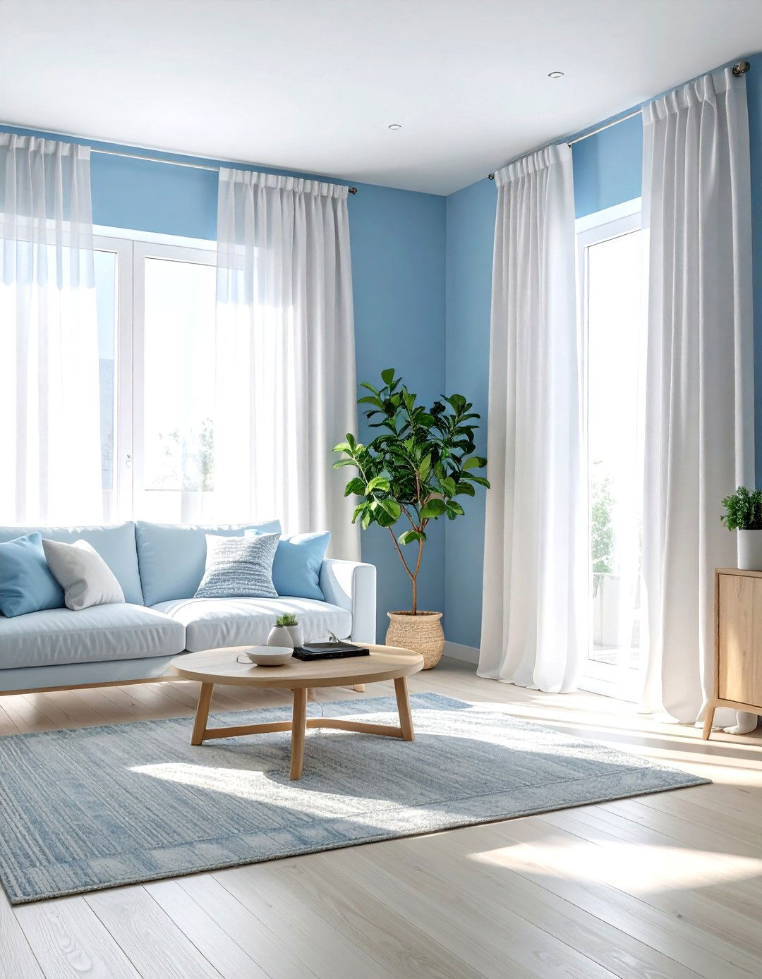 Pale blue living room look - 30 minimalist blue living room ideas