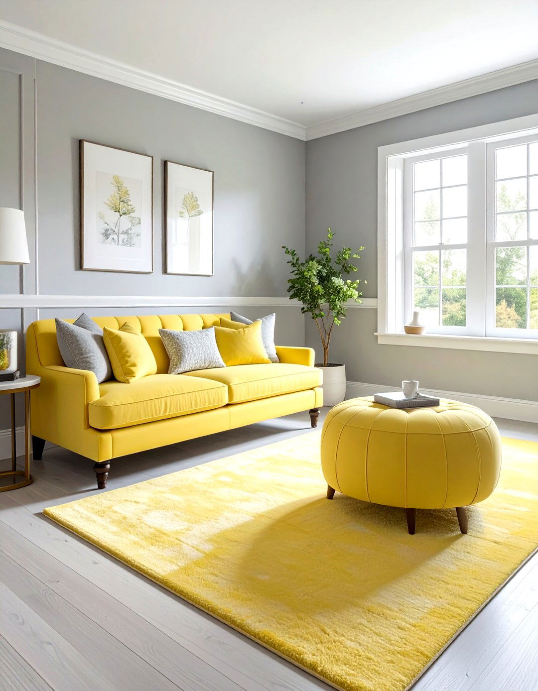Pale gray and pastel yellow room - 30 gray and yellow living room ideas