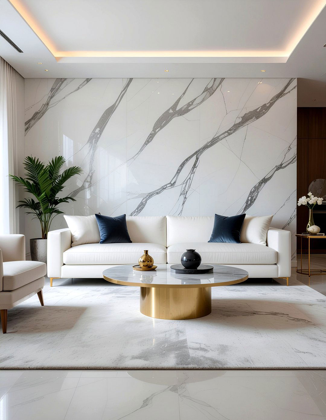 Pale gray marble wallpaper - 30 living room neutral wallpapers