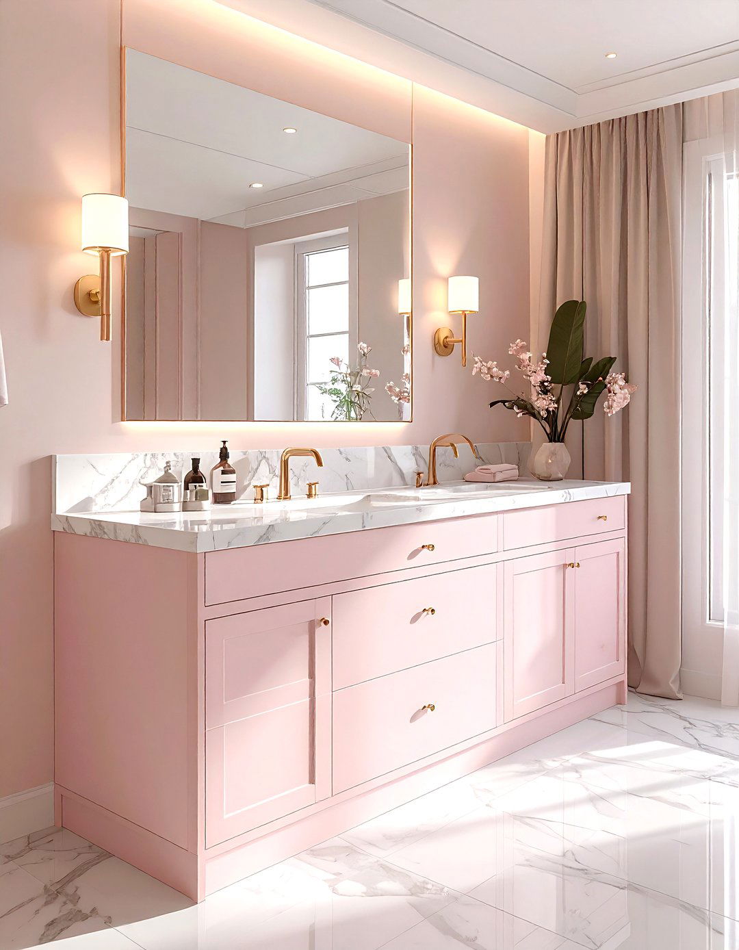 Pale pink vanity - 30 cool paint color ideas