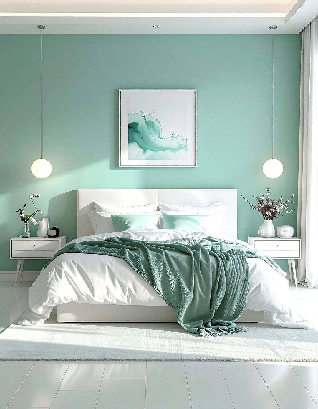 Pale teal bedroom walls - 30 minimalist teal bedroom ideas