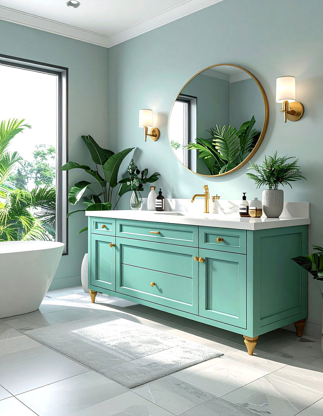 Pale turquoise bathroom vanity - 30 pastel bathroom ideas