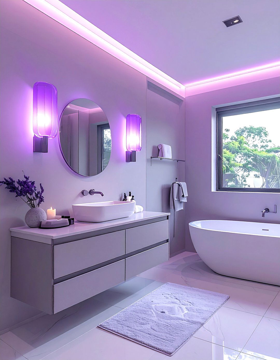 Pale violet bathroom lighting - 30 pastel bathroom ideas