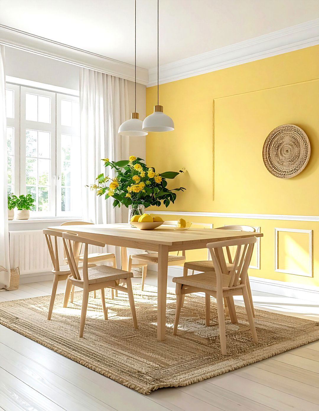 Pale yellow and white dining room - 30 yellow and white dining room ideas