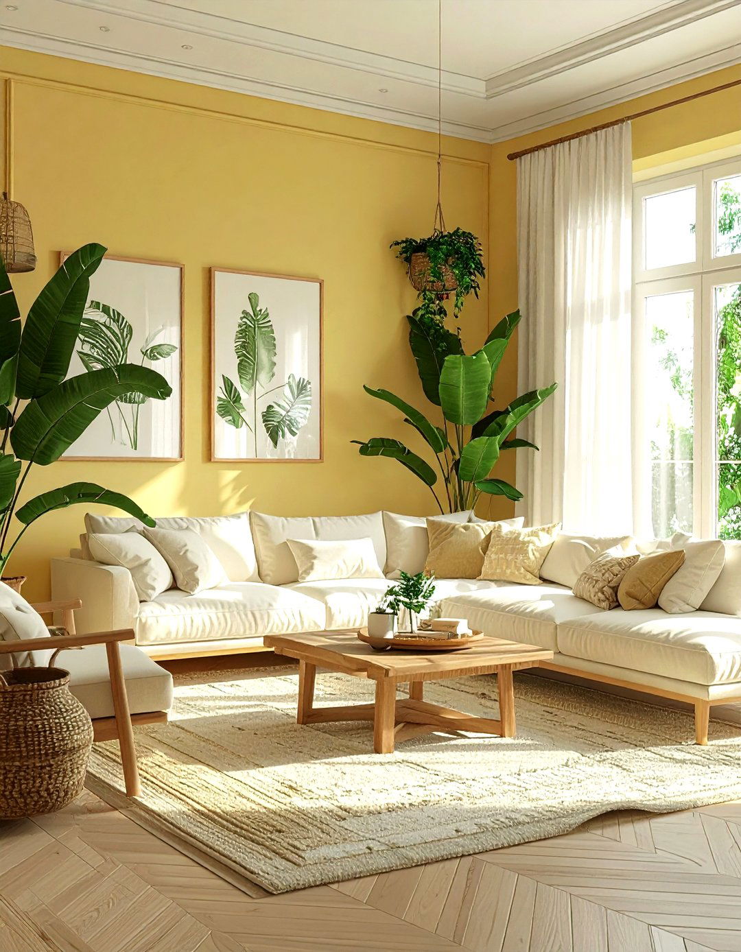 Pale yellow wall living room - 30 yellow living room ideas