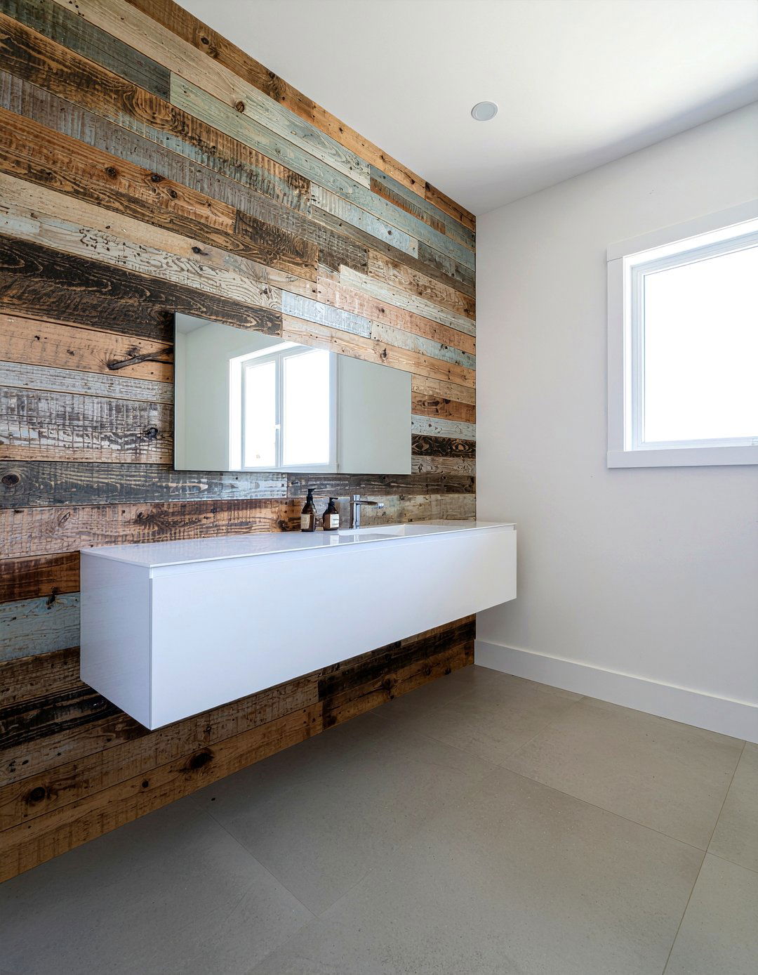 Pallet Wood Wall - 30 recycled material bathroom ideas