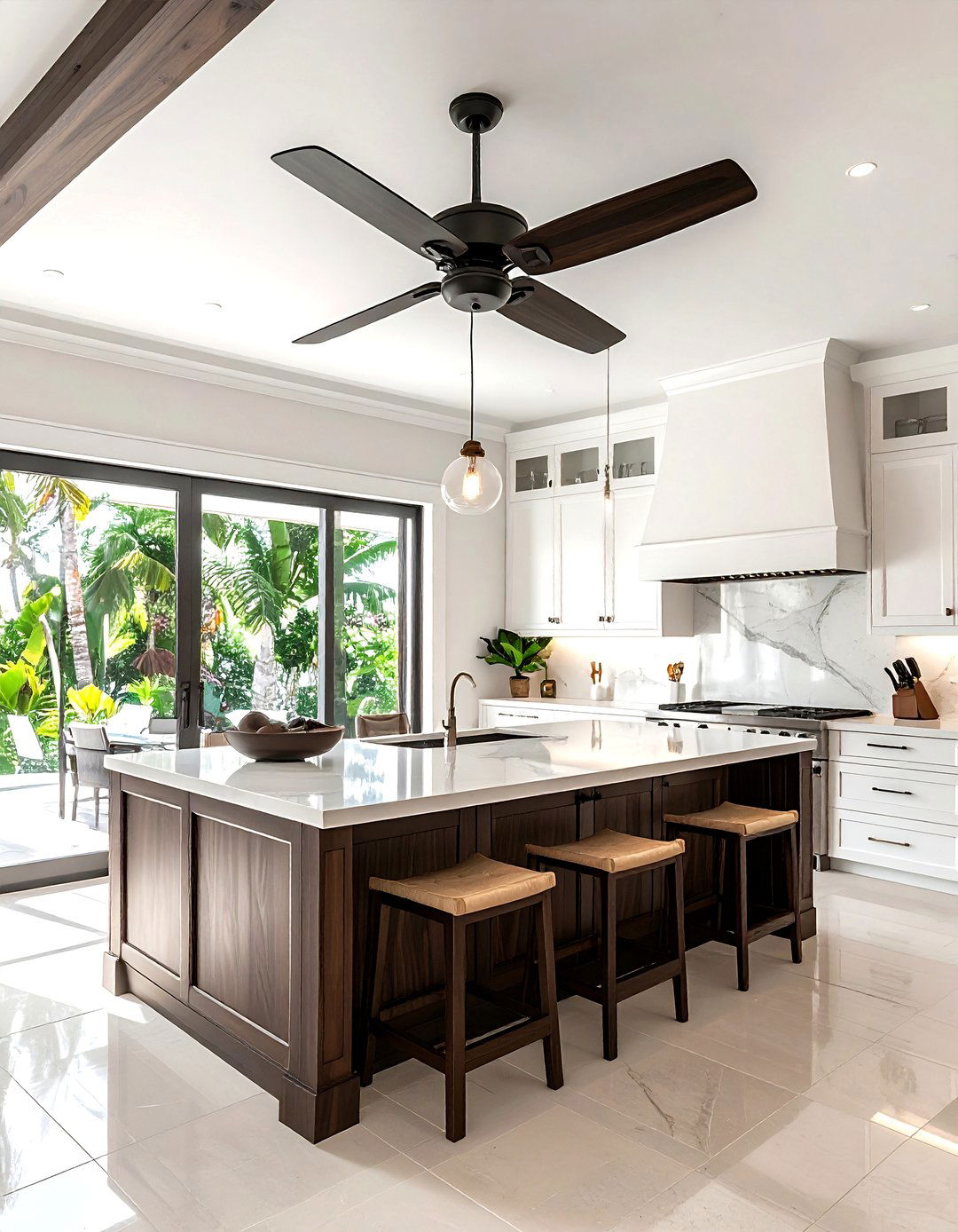 Palm Blade Ceiling Fan - 30 Caribbean kitchen ideas