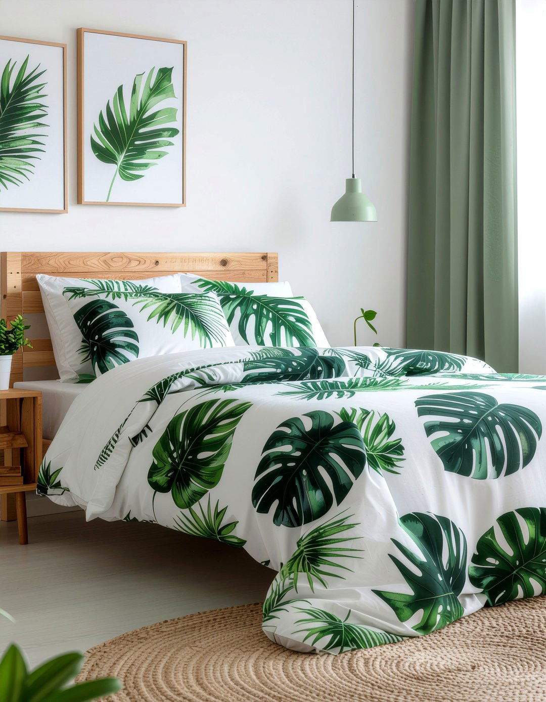 Palm Leaf Bedding - 30 Caribbean bedroom ideas