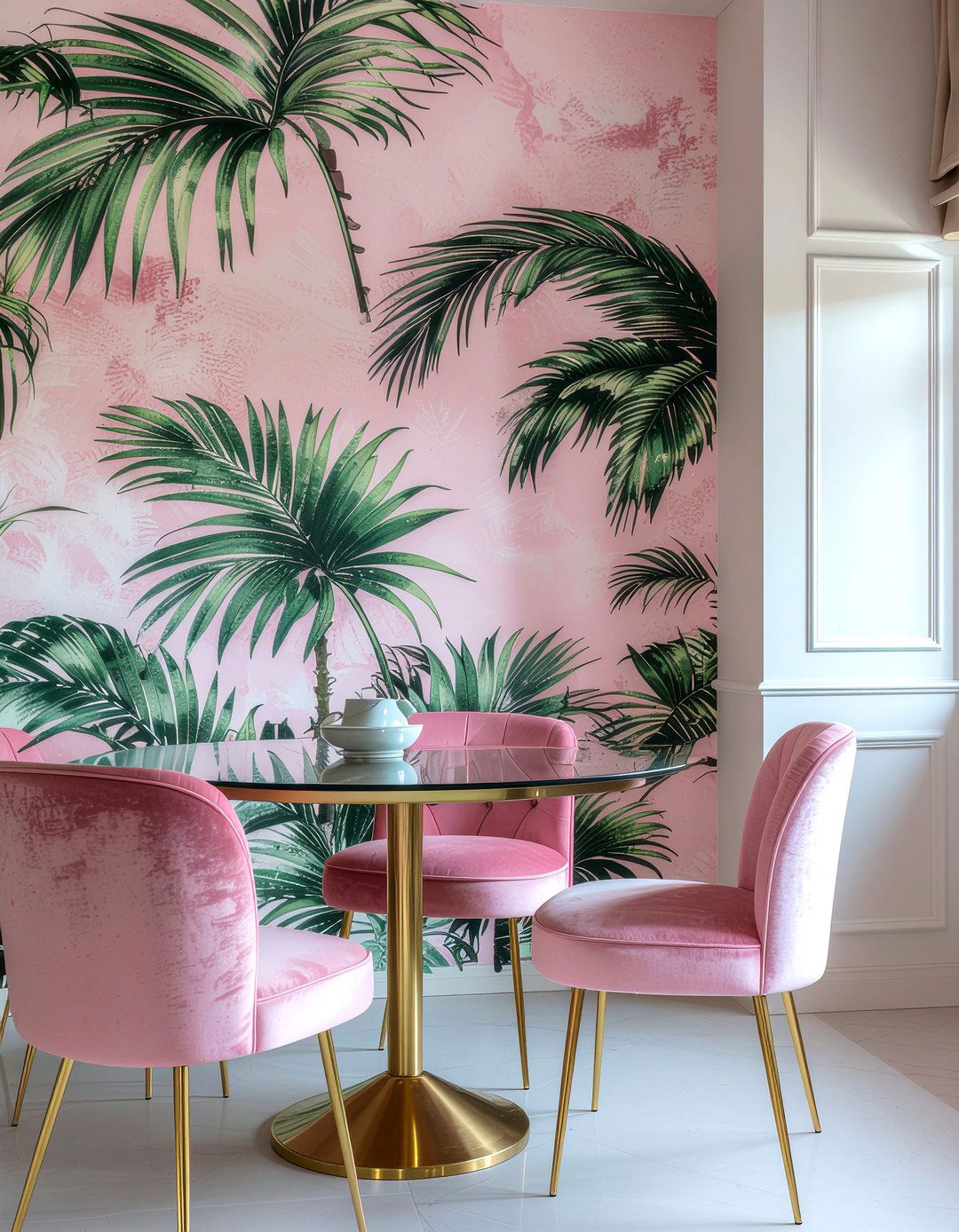 Palm Leaf Wallpaper - 30 Hollywood regency dining room ideas