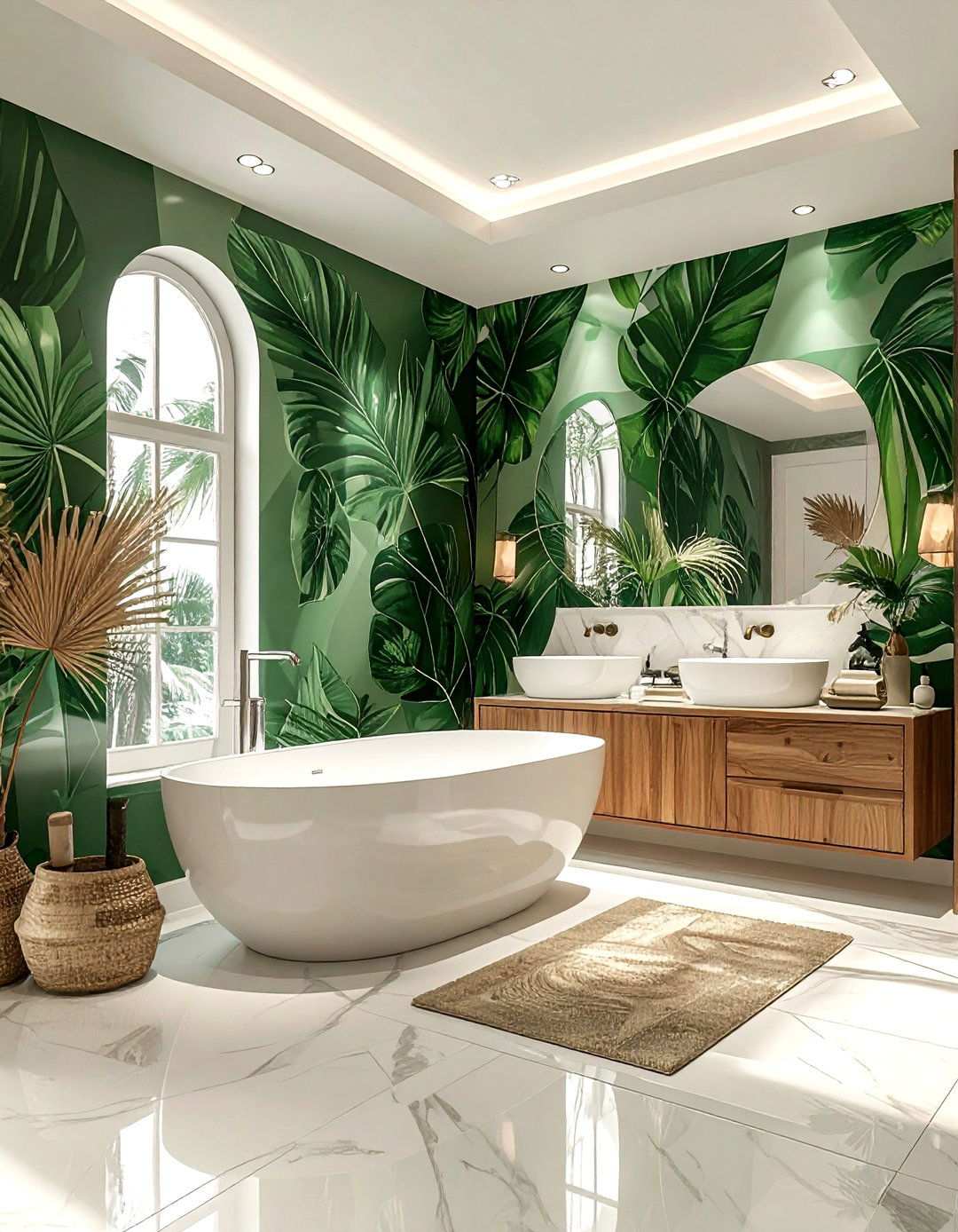 Palm leaf bathroom - 30 tropical bathroom ideas