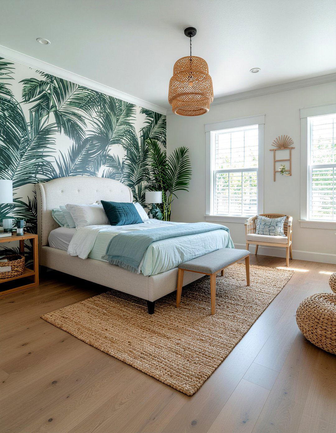 Palm leaf wallpaper - 30 bedroom botanical wallpapers