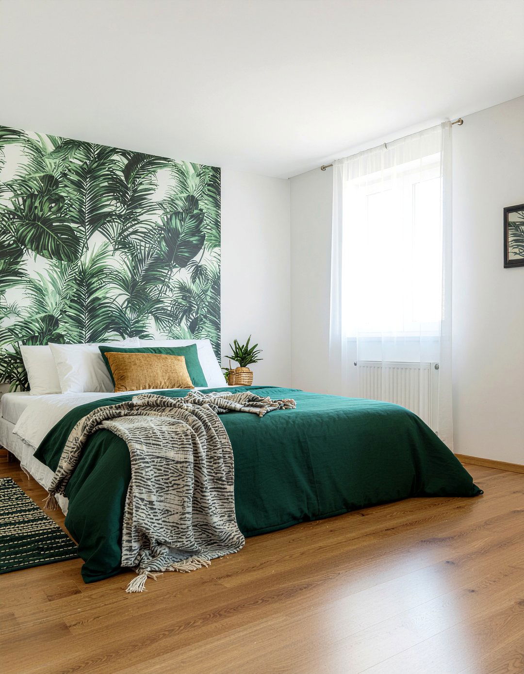 Palm print bedroom - 30 beach themed bedroom ideas