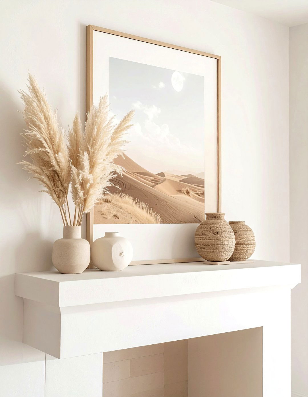 Pampas Grass Arrangement - 30 minimalist mantel ideas