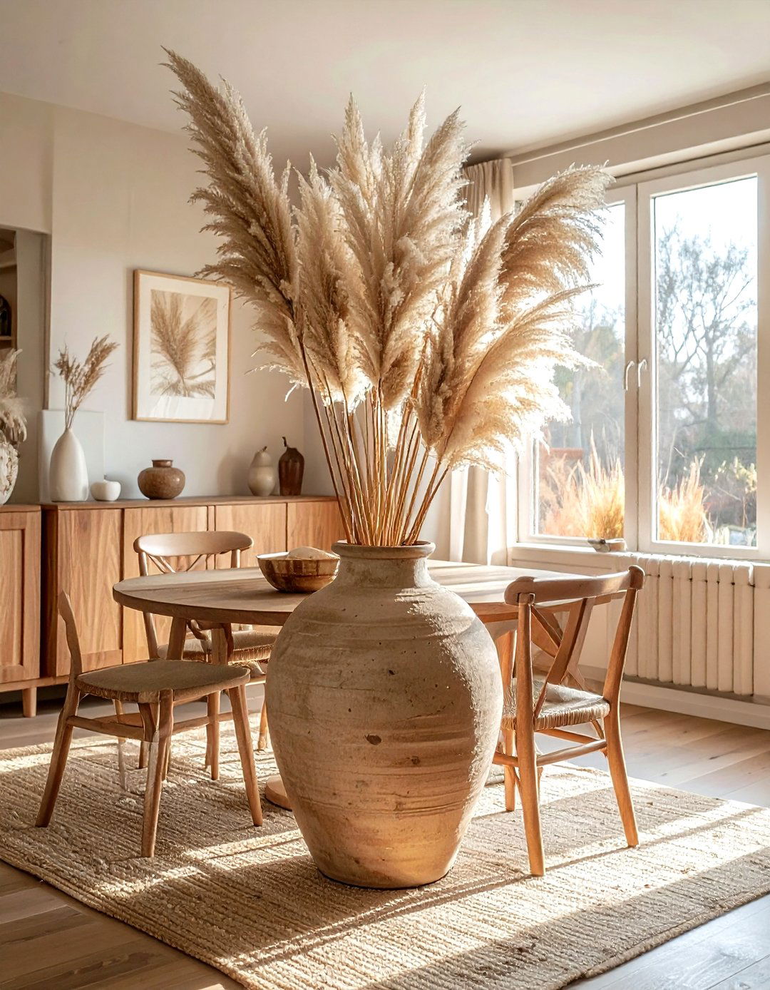 Pampas Grass Display - 30 dining room flower ideas
