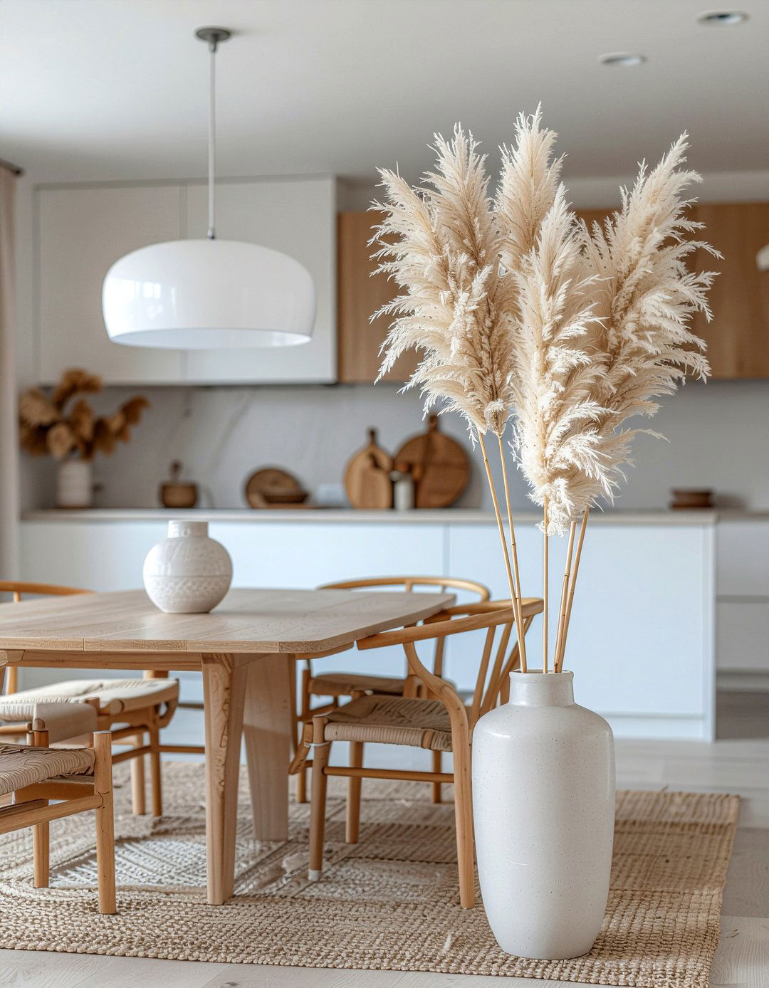 Pampas Grass Tall Vases - 30 dining room faux flower ideas