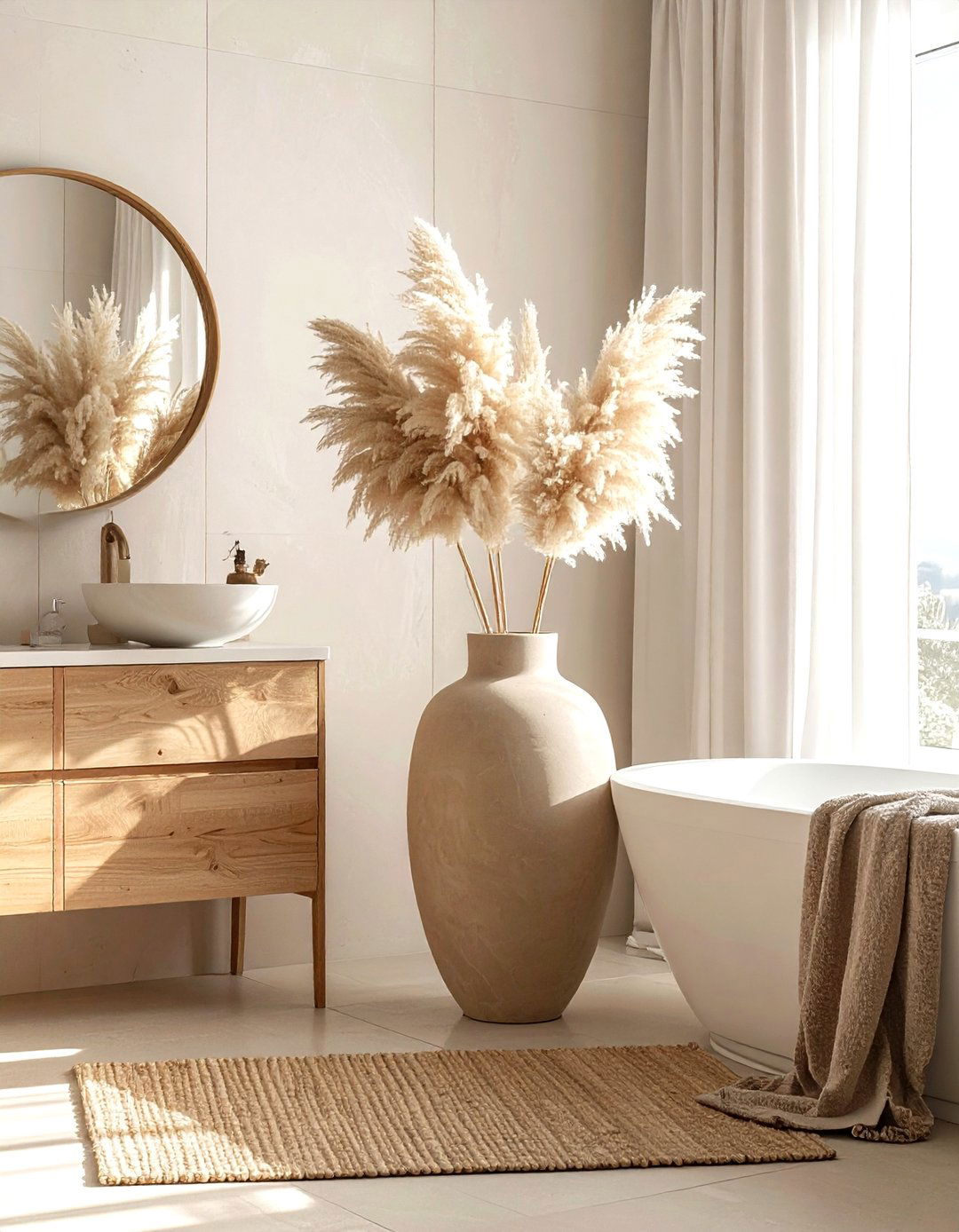 Pampas grass bathroom arrangement - 30 boho bathroom ideas