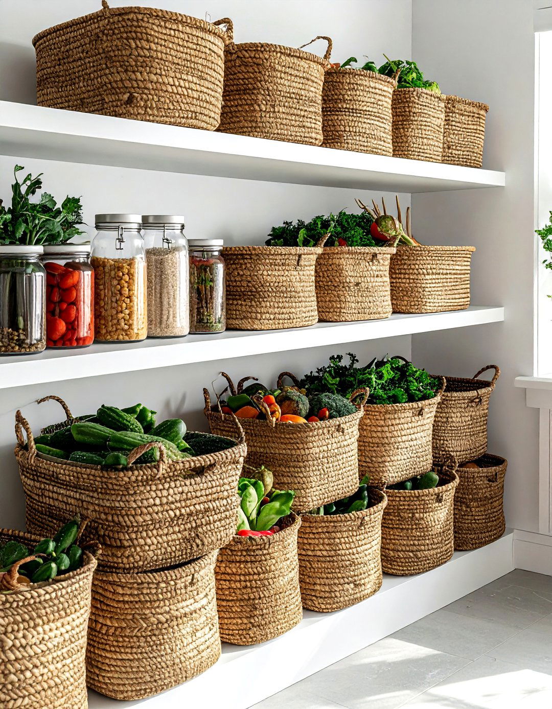 Pantry basket storage - 30 reach-in pantry kitchen ideas