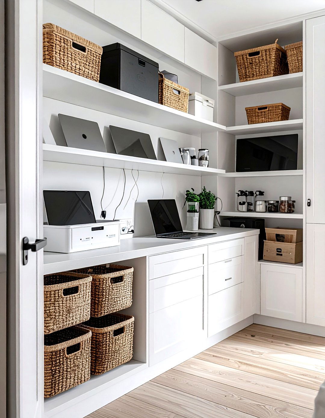 Pantry shelf electronics hub - 30 kitchen charging station ideas