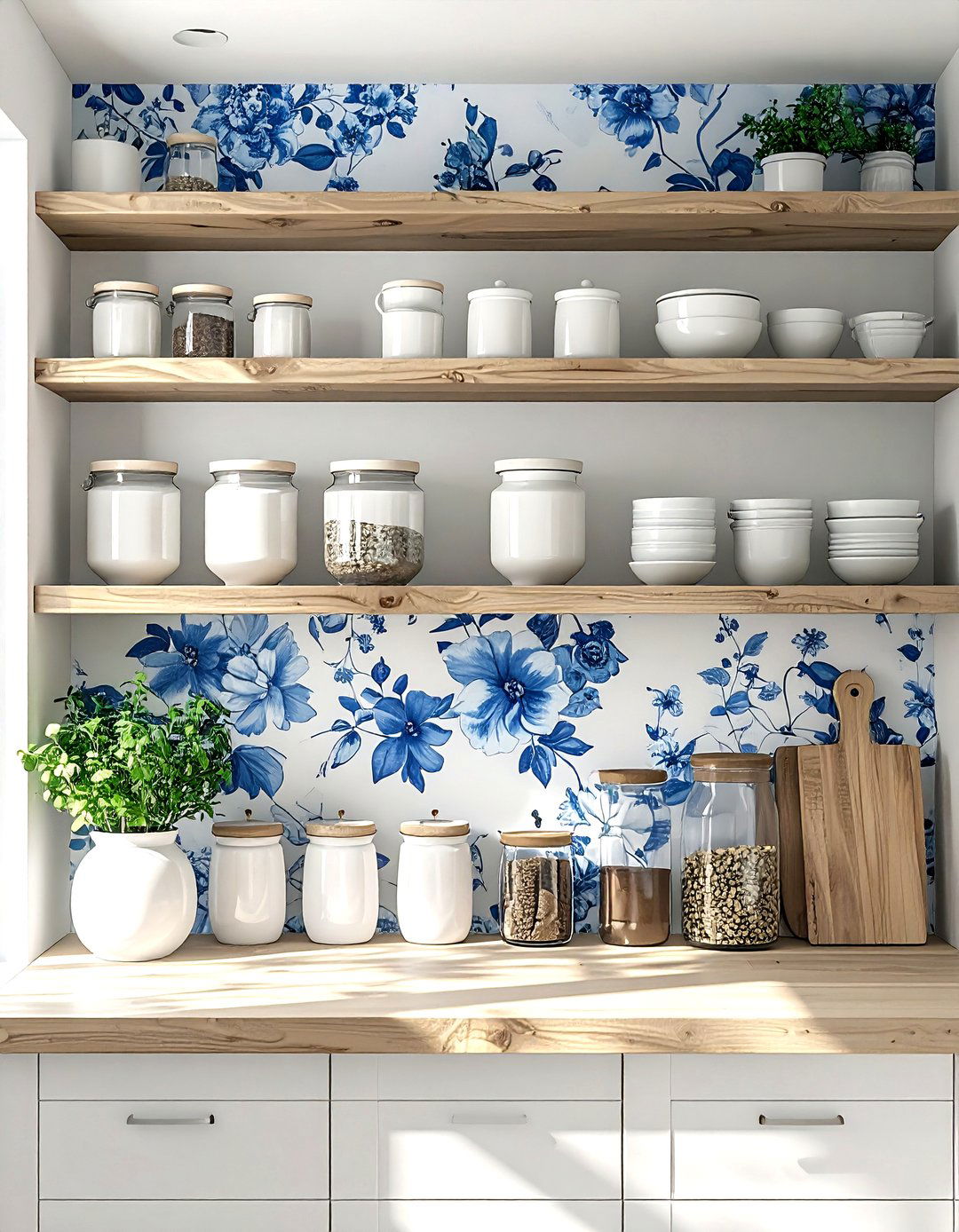 Pantry wallpaper backsplash - 30 reach-in pantry kitchen ideas