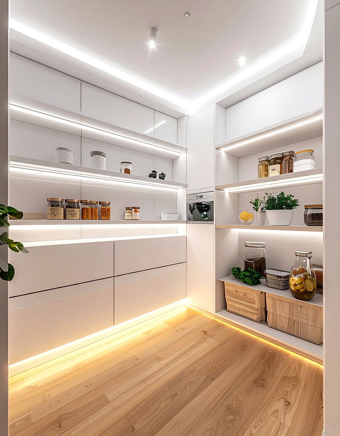 Pantry with motion sensor light - 30 walk-in pantry kitchen ideas