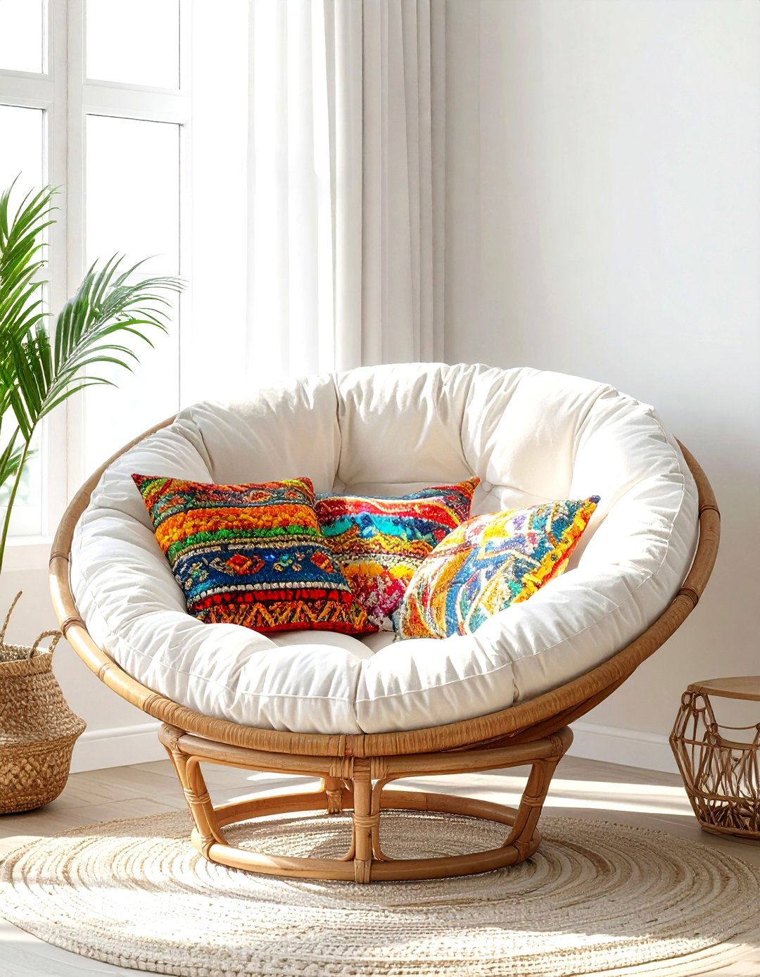 Papasan chair - 30 living room reading chair ideas