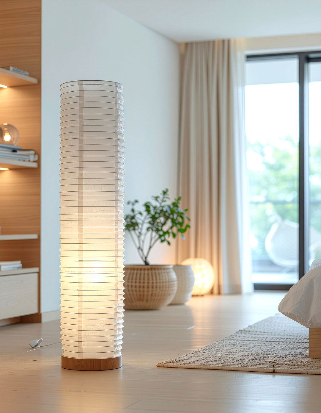 Paper Lantern Floor Lamp - 30 bedroom lighting ideas