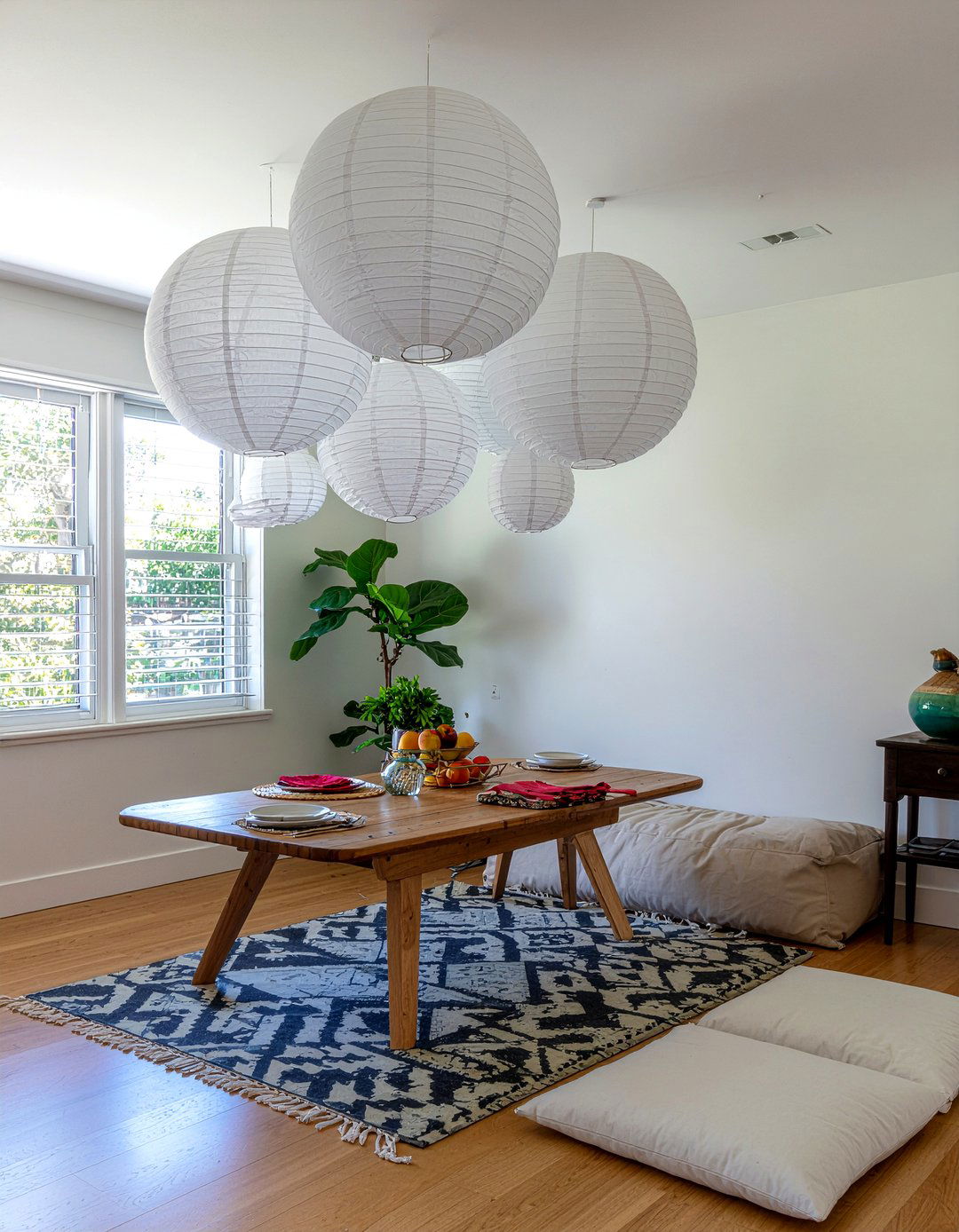 Paper Lantern Pendant Cluster - 30 multiple pendant dining room ideas