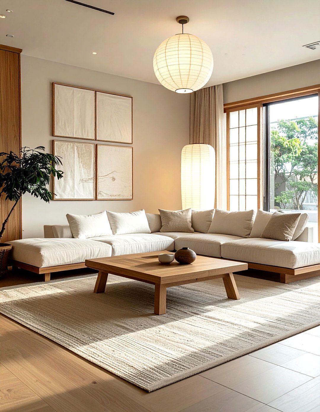 Paper lamp living room - 30 living room texture layering ideas