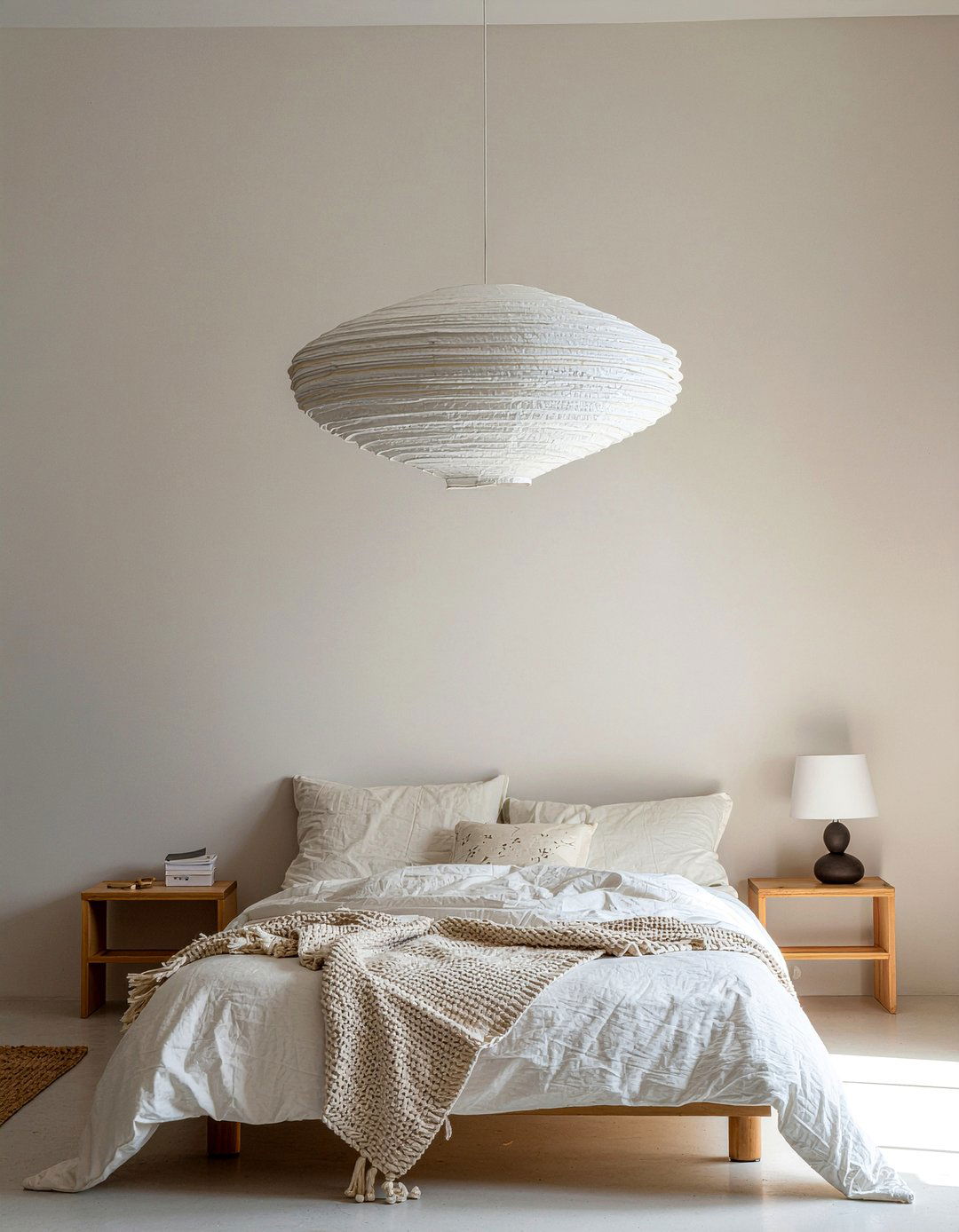 Paper pendant light - 30 Japanese bedroom ideas