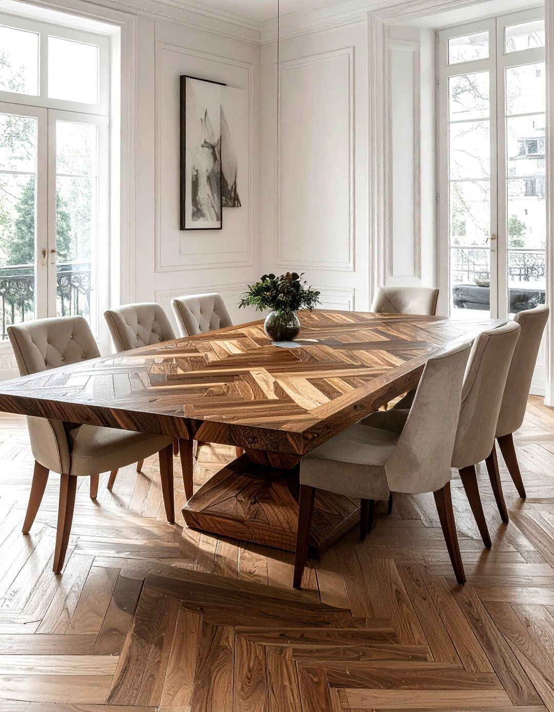 Parquet Top Dining Table - 30 large dining table ideas