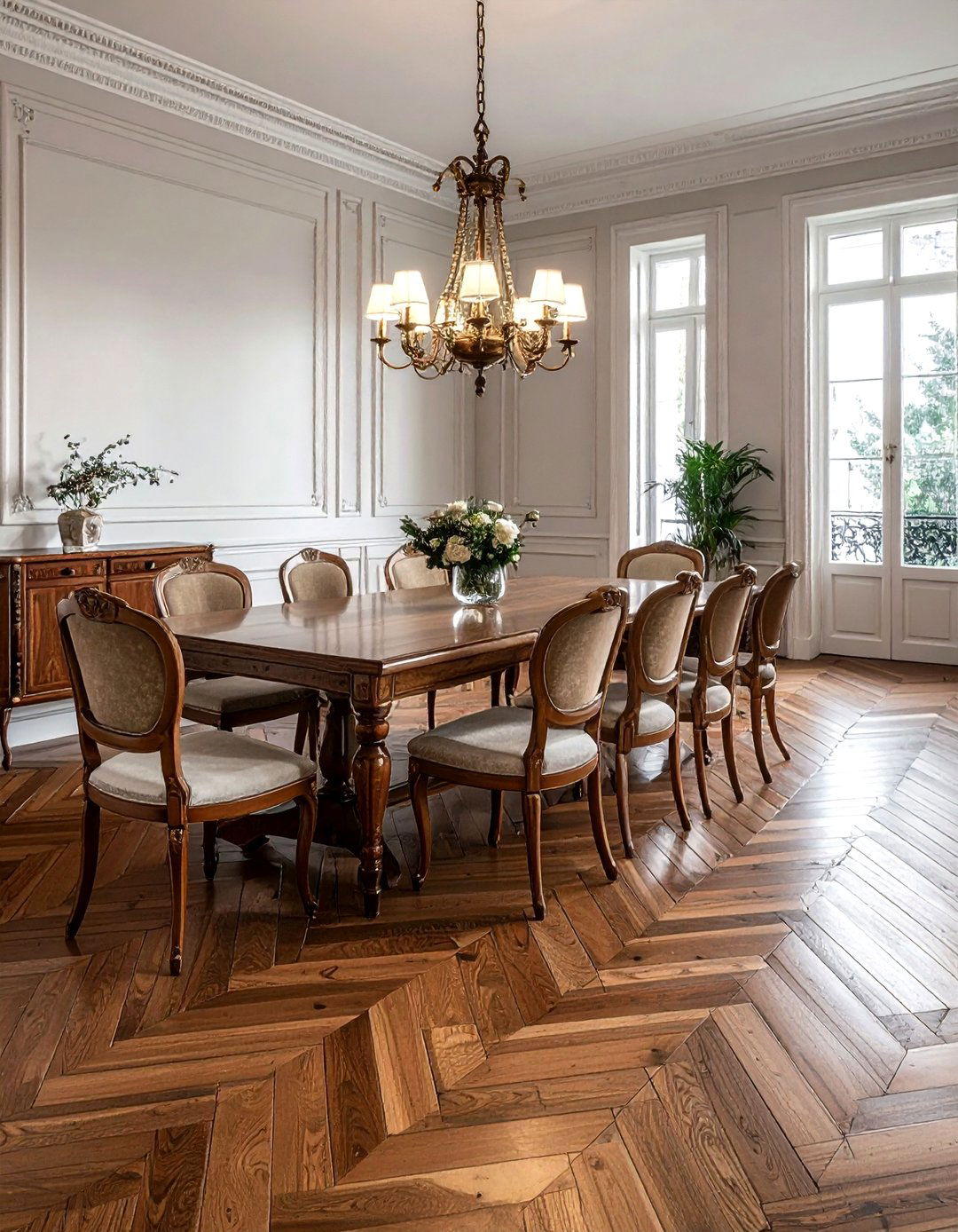 Parquet Wood Floor - 30 dining room flooring ideas