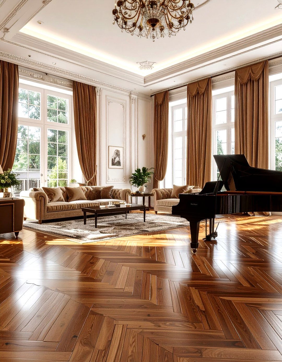 Parquet Wood Floor - 30 living room floor design ideas