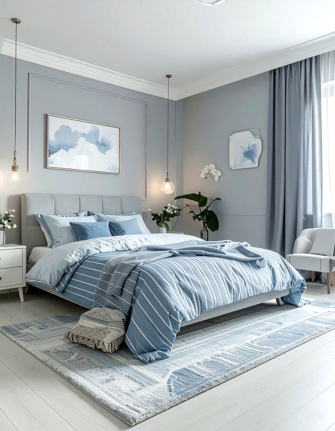 Pastel Blue and Cloud Gray - 30 blue and gray bedroom ideas