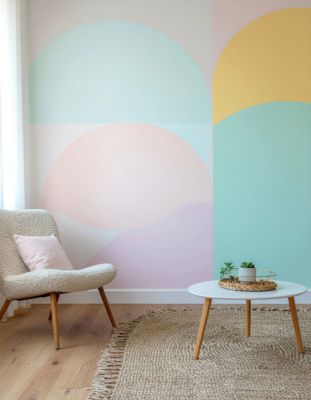 Pastel Color Block Wall - 30 living room geometric wall designs