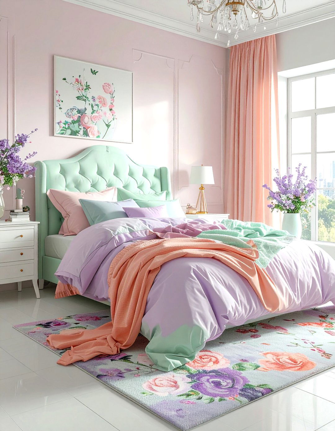 Pastel Color Explosion Bedroom - 30 maximalist bedroom ideas